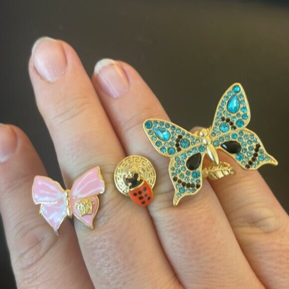 VERSACE CRYSTAL BUTTERFLIES CUFF RING - Picture 1 of 7